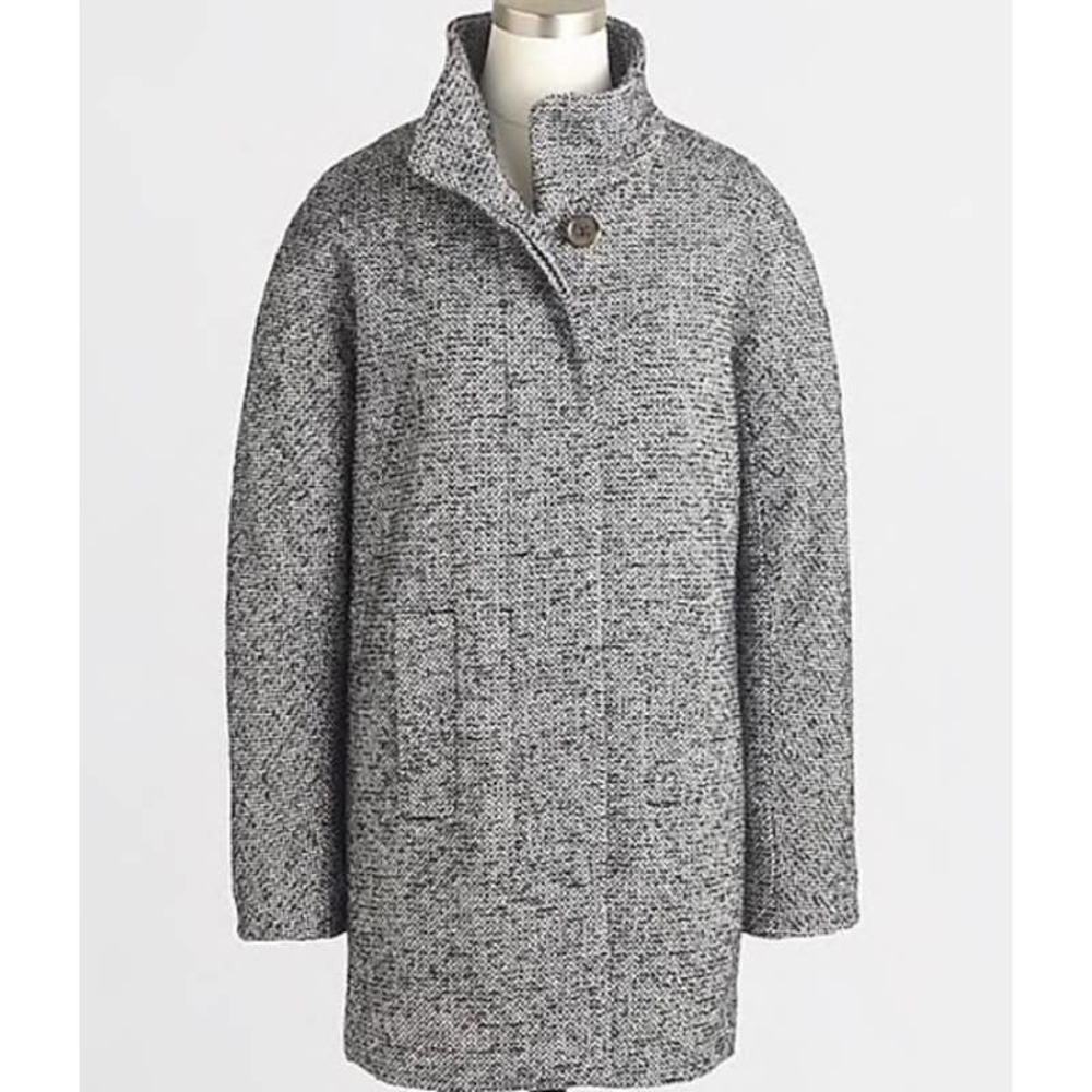 J. Crew Wool Blend Coat Marled Tweed Heather Gray Jacket, 2